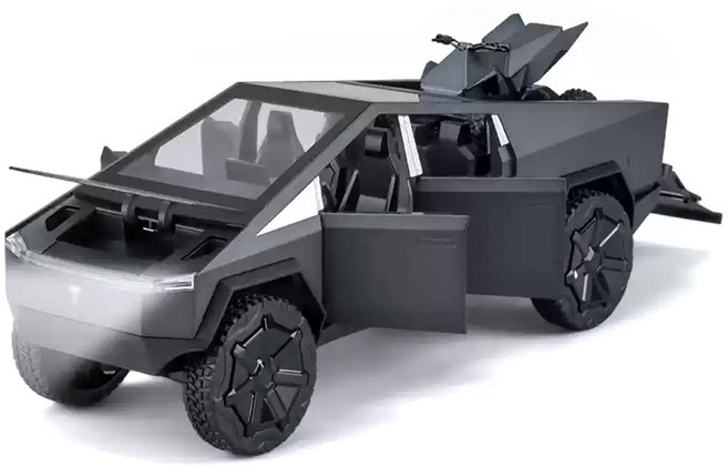 다이캐스트 1:24 사이버 트럭 합금 풀백 자동차 모형, 1개, 블랙