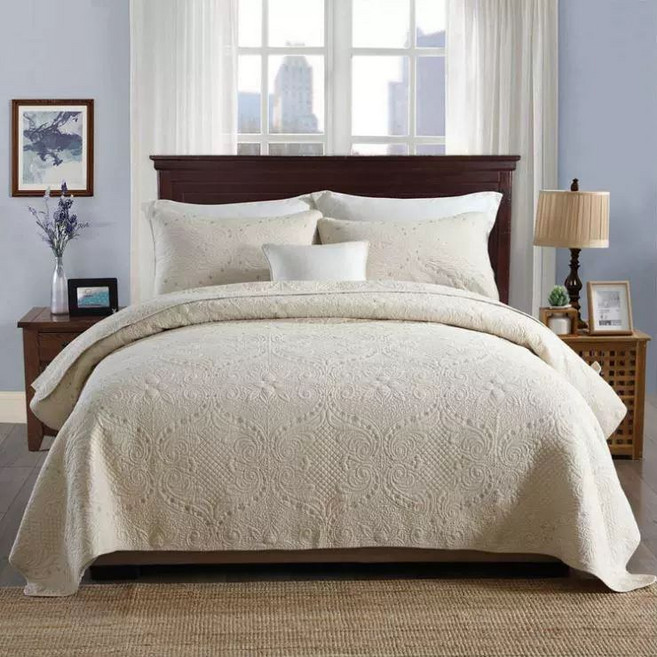 양면 베드 순면 이브리다, 도트 자수