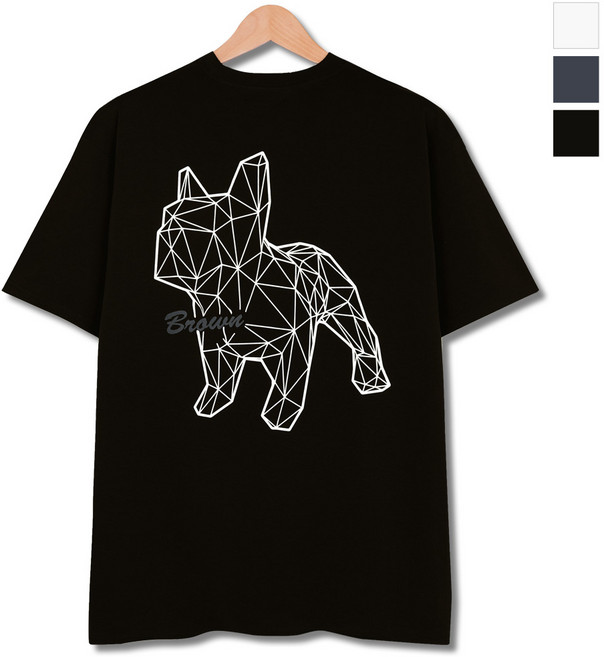 불독 프린팅 분또 오버핏 반팔티 (IN103)