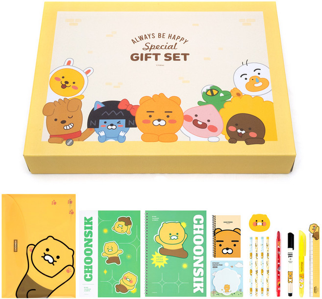 [카카오프렌즈 으뜸 문구세트1] 라이언 어피치 춘식이 문구세트 단체선물 웰컴키트 신학기 후학기 학용품, 03.춘식이세트