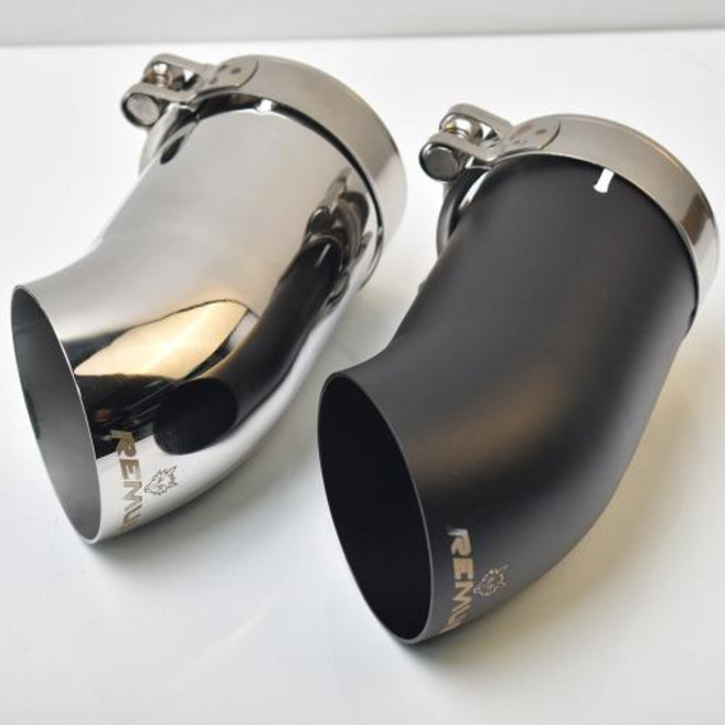 배기 머플러 튜닝 자동차 매트 블랙 팁 실버 45 도 벤딩 76mm 엔드 파이프 레무스 로고 포함 3 인치 1 개, 02 Black, 2) Black