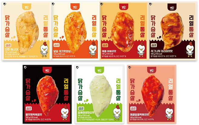 뺀닭 리얼통살 소스 닭가슴살 7종 혼합 세트, 35개, 100g