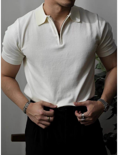 반팔 남성 니트 티셔츠 여름 머슬핏 카라 티셔츠