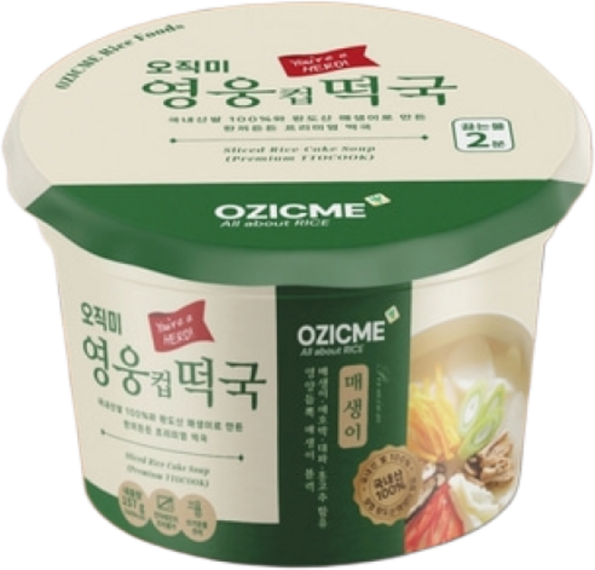 오직미 영웅컵떡국 매생이 즉석떡국, 157g, 24개