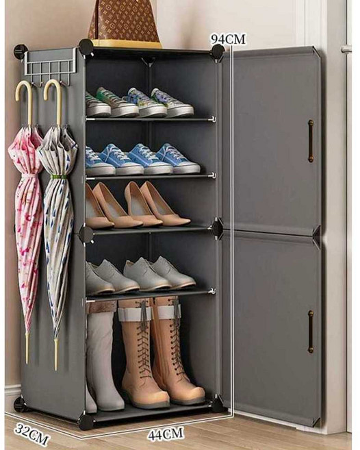 간이 신발장 야외 수납함 슈즈 랙 방수 보관 현관, 1개, 2. 업그레이드 1열 6층-회색