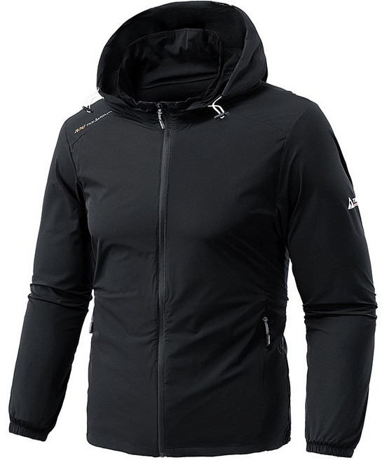 Asure 남성 여름 아웃도어 바람막이 냉장고 속건 낚시복, 블랙