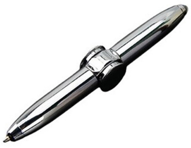 크리에이티브 다기능 LED 자이로 볼펜 안티 스트레스 피젯 핑거 스피너 손장난감 사무용 회전펜, 실버, 1개