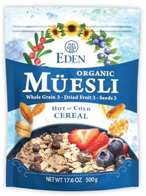 에덴 유기농 뮤즐리 시리얼 귀리 호밀 밀 스펠트 플레 에덴 유기농 뮤즐리 시리얼 귀리 호밀 밀 스펠트 플레이크 건포도 크랜베리 야생 블루베리 호박 및 해바라기, 1개, 498g