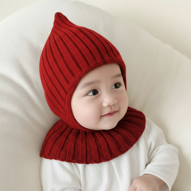 다비온 아기 바라클라바 니트 귀달이 모자