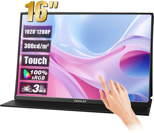 제우스랩 P16T 라이트 터치 스크린 모니터 블랙, 35.5cm