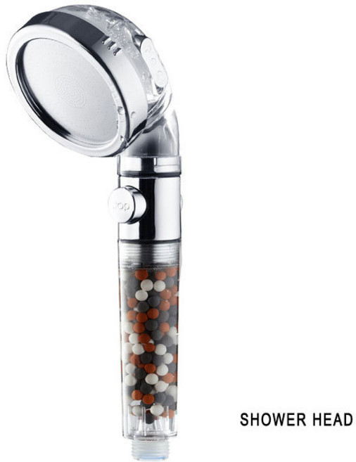 스위치 단추 고압 3 가지 모드 조절식 목욕 비 샤워헤드 절수 스파 토르말린 필터 액세서리, 01 빠른, 1개