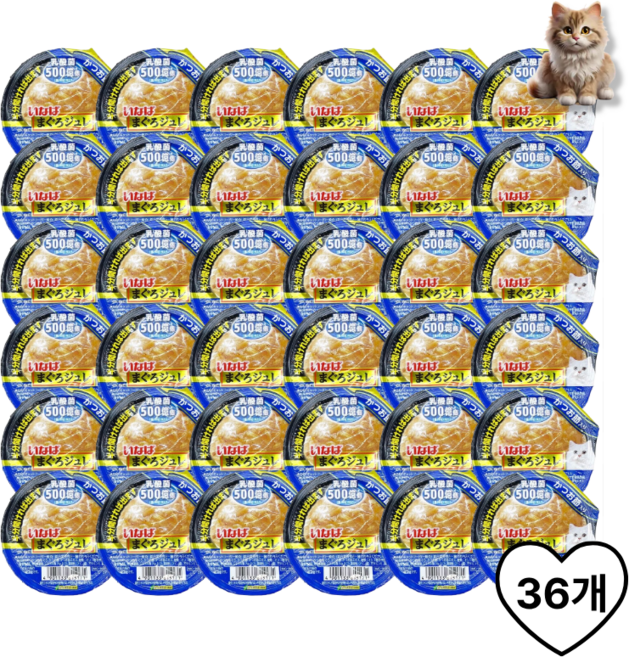 이나바 마구로쥬레 코스트코 고양이 컵간식, 유산균 가쓰오부시, 65g, 36개