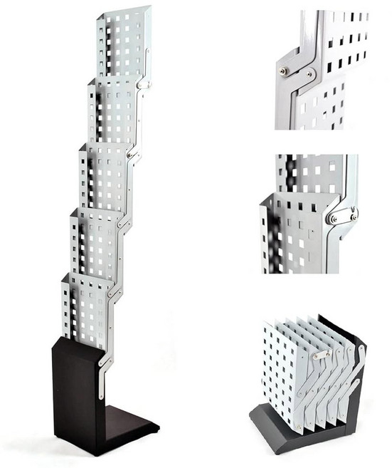 디스플레이팩토리 접이식 매거진 랙 헤비 듀티 카탈로그 문헌 브로셔 디스플레이 스탠드 알루미늄 휴대용 5 포켓 무역 박람회 사무실 리테일 스토어
