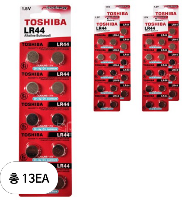 도시바 알카라인 건전지 LR44, 50개입, 13개