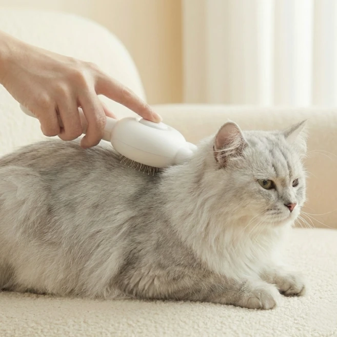 Pet Dog Brush Cat Comb Self Cleaning Pet Hair Remover Brush For Dogs Cats Grooming Tools, 1개, 하양 - 쿠팡