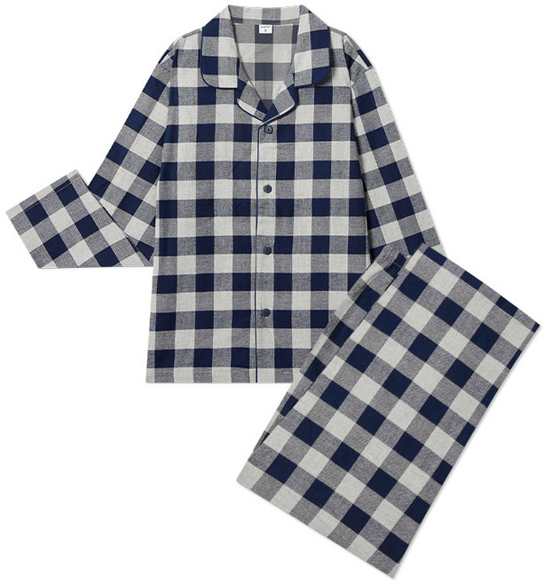 수아팜 아동 캐주얼 빅 체크 코튼 긴팔 파자마 세트