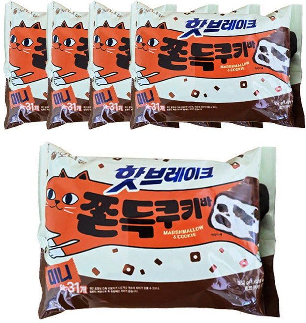 오리온 초코바 미니 핫브레이크 쫀득쿠키바, 5개, 352g