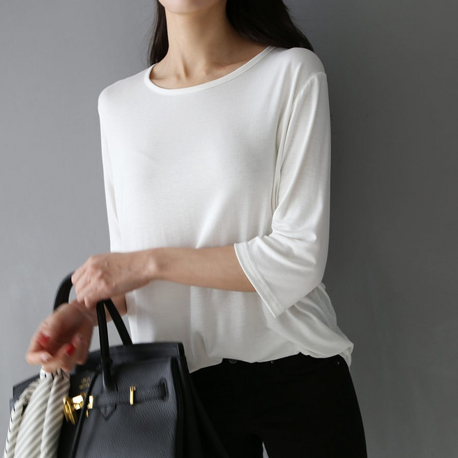 아이엠수 실켓 7부 라운드 티셔츠