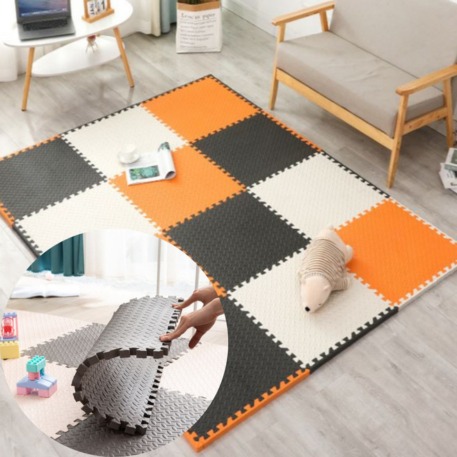 층간소음 방지 퍼즐 매트 유아 거실 놀이 조립 방음 쿠션 바닥 매트, 1개, 블랙