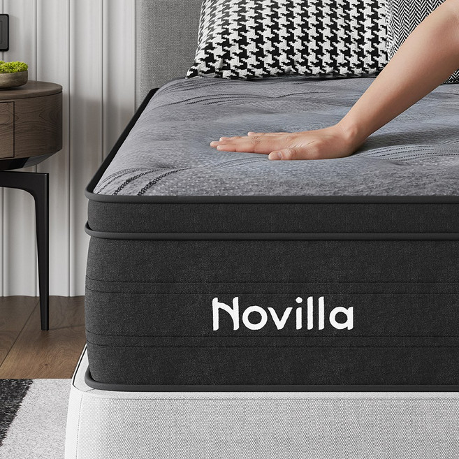 Novilla 천연 대나무 활성탄 독립 스프링 매트리스 두터운 싱글 매트, 중간, 26cm