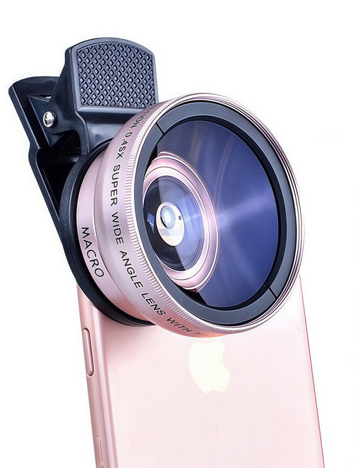 適用於 Apple 手機 萬能夾式 0.45x 超廣角微距鏡頭, 兩用廣角微距廣角拍攝器黑色, 1個