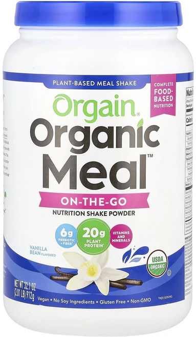 Orgain Organic Meal 올인원 영양 분말 바닐라빈 912g(2.01lbs), OrgainOrganicMeal올인원영양분말바닐라빈91, 912g, 1개 - 쿠팡