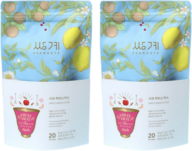 쌍계명차 프루트 허그 파우치 사과 히비스커스, 20개입, 2개
