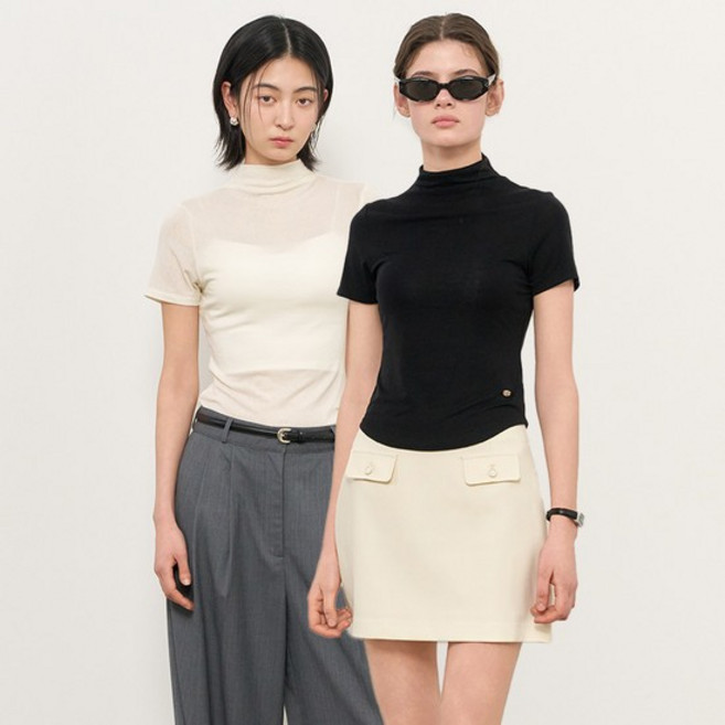 아세테이트 모크넥 반팔티 [3COL] /WBE2L01526