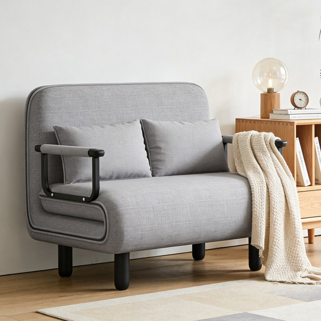 다용도 접이식 소파베드 1인용/2인용 등받이 조절 가능 편안한 거실 침실용 쇼파 침대겸용, 연그레이 100cm