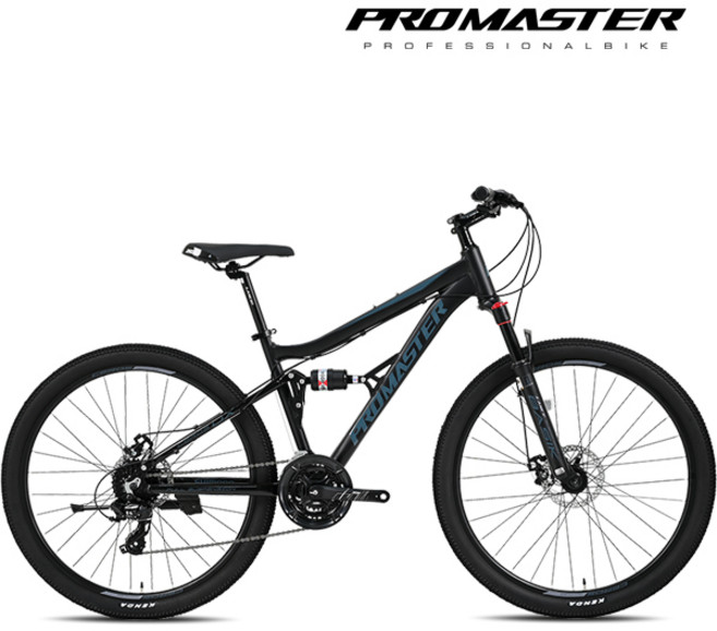 프로마스터 27.5인치 풀샥 MTB 자전거 세로스DX 풀서스펜션 시마노24단 반조립, 1개, 179cm, 매트블랙
