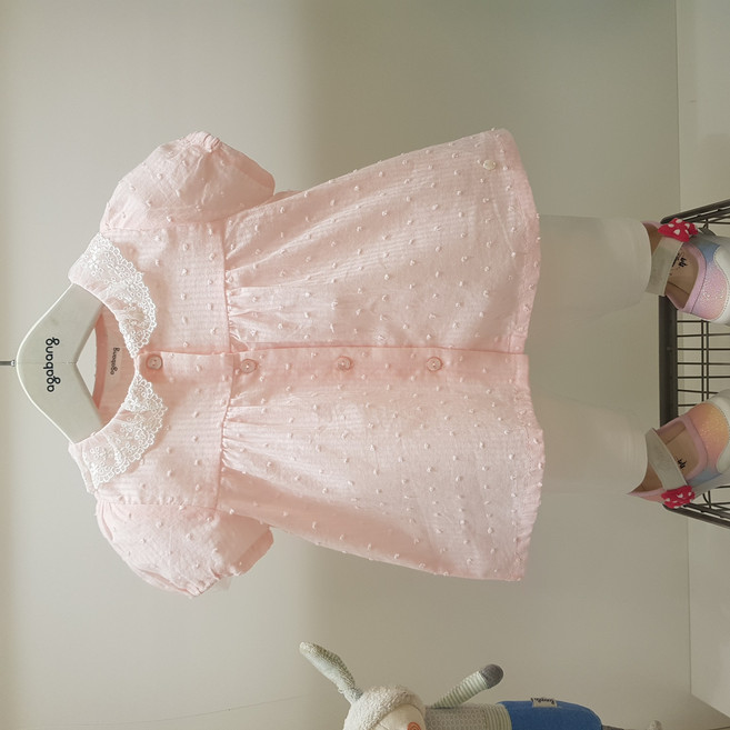 아가방 여름 베이비페어 여아 유아 상하복 핑크 블라우스 레깅스 세트 아사면 레이스 카라 A라인 백일 돌 원피스핏 외출복 / 신생아 백일 선물 추천 시원한 여름 상하세트