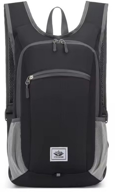 접이식 초경량 일상 여행 하이킹용 방수 대용량 스포츠 백팩 여행 필수템, 1개, 블랙