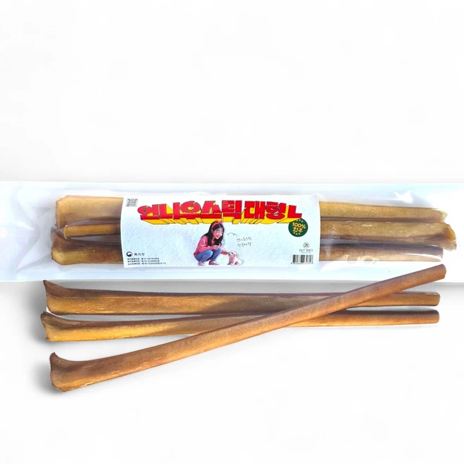 직접제조!! 100%한우 언니우스틱 L 대형 중대형견 3개입 30CM 대형껌 오래먹는간식 소우신 스트레스해소 이갈이 천연개껌, 1개, 110g, 한우소고기 - 쿠팡