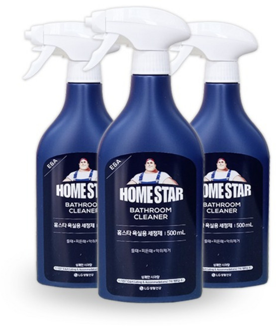 홈스타 욕실용 세정제 500ml 욕실 찌든때 물때 악취 제거 세면대 변기 타일 청소 세제, 3개