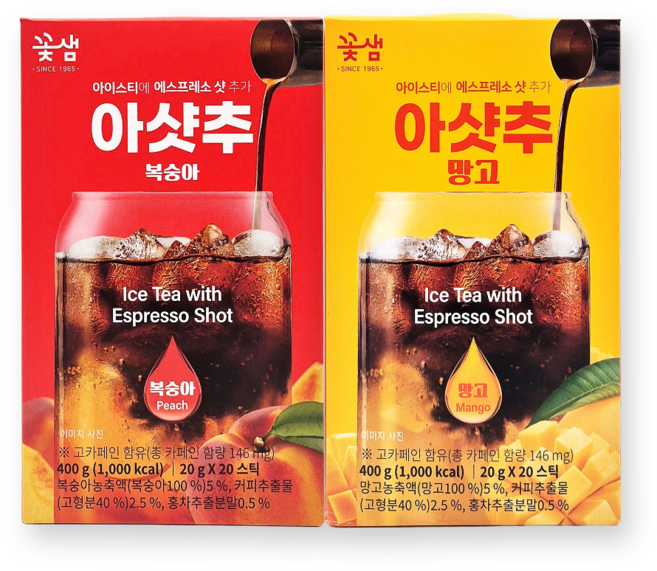 꽃샘 아샷추 복숭아 20P *망고 20P (액상스틱), 1개, 40개입, 20g