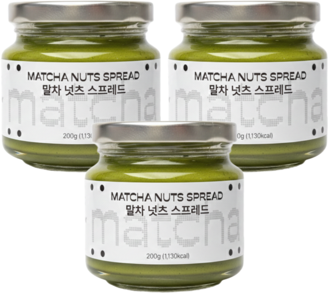 뇸뇸 유기농 녹차 말차 캐슈넛 마카다미아 스프레드 잼 200g, 3개