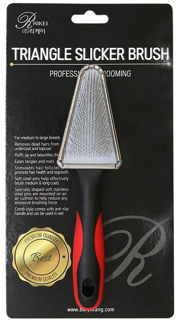 리케이 강아지 삼각 슬리커 브러쉬 3.5 x 4.5 x 17.5 cm, 블랙 + 레드, 1개