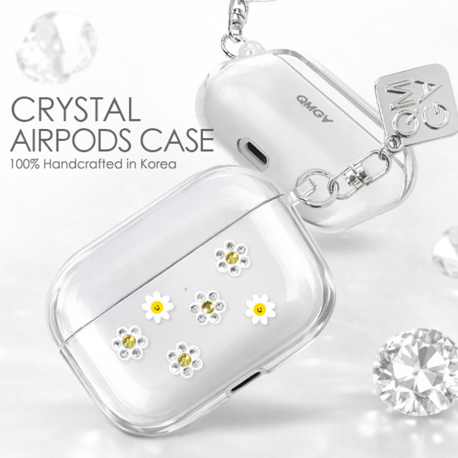 로윈 큐빅 핸드메이드 에어팟 프로 프로2 프로3 키링 투명케이스, 1개, 해바라기, [ 에어팟프로3 ]