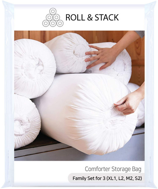 Roll&Stack 롤 앤 스택 이불 수납봉투 - 3인 가족 (XL1 L2 M2 S2) White