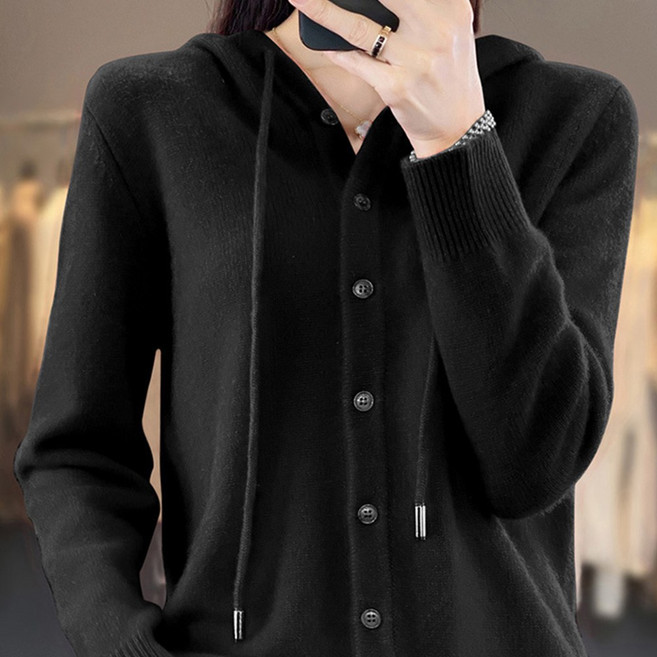 데일리쮸 여성 니트 후드 가디건