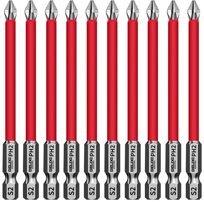 wrikri S2 고경도 재질 논슬립 미끄럼 방지 타이완 토션 십자 비트, 10개, 150mm