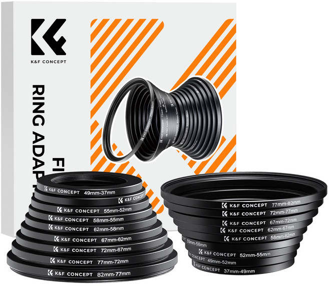 K&F CONCEPT 카메라 어댑터링 다운링 키트 18종 세트, 1세트