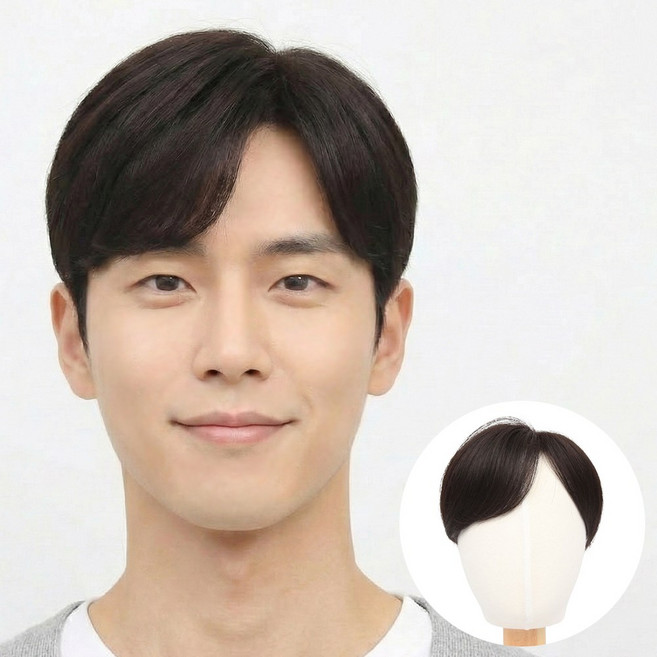 불파트 남자가발O형 정수리 부분가발 [M2005], 대(14cmx14cm)-검정, 1개