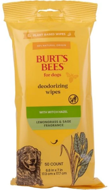 버트의 반려동물용 꿀벌 다용도 그루밍 물티슈 - 반려견을 위한 다목적 청소 및 동물 실험용 50개(6팩), Deodorizing Wipes - Lemongrass, 50 Count (Pack of 1) - 쿠팡