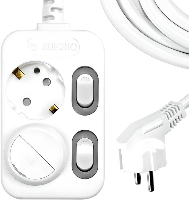 써지오 개별 안전커버 멀티탭 2구 DH-2029-RT + 안전커버, 3m, 혼합색상, 1세트