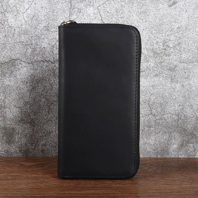 牛皮長夾 男士拉鍊長夾