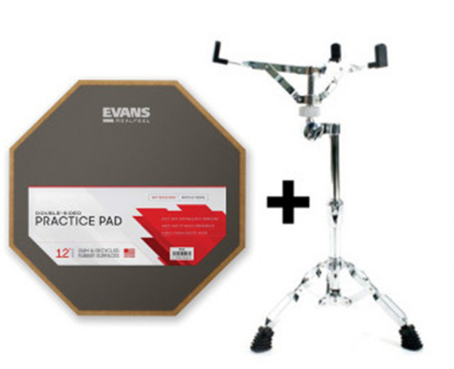 에반스 리얼필 12인치 드럼 양면 연습패드 Evans RealFeel SPEED PAD 스네어스탠드포함, 1개