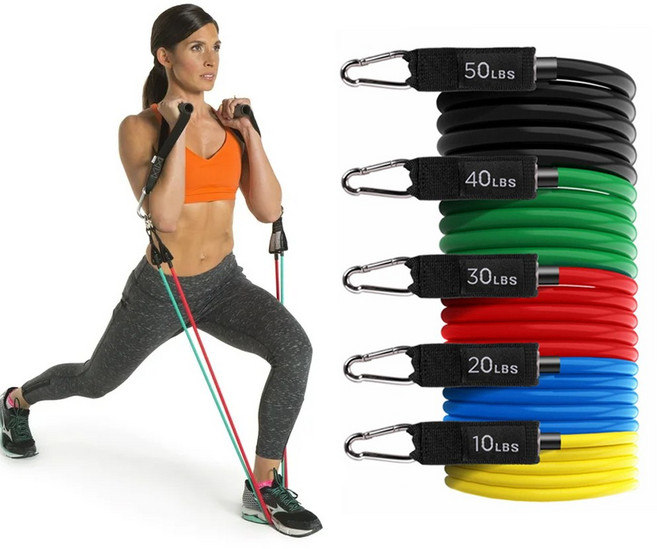 홈트레이닝 5단계 전신운동 라텍스 튜빙밴드 세트, 1세트