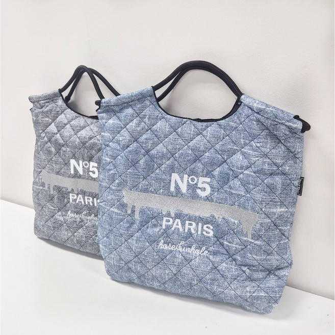 로프 레터링 자수 패딩 누빔백 데일리 쇼핑 나들이백 에코백(2컬러)