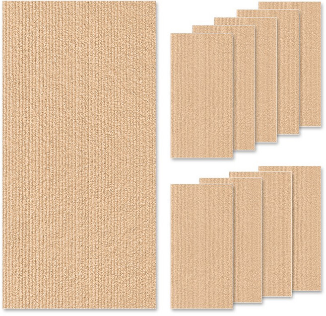 에이제이케이 접착식 타일 카페트 미끄럼방지 바닥 조각매트, 10개, 베이지